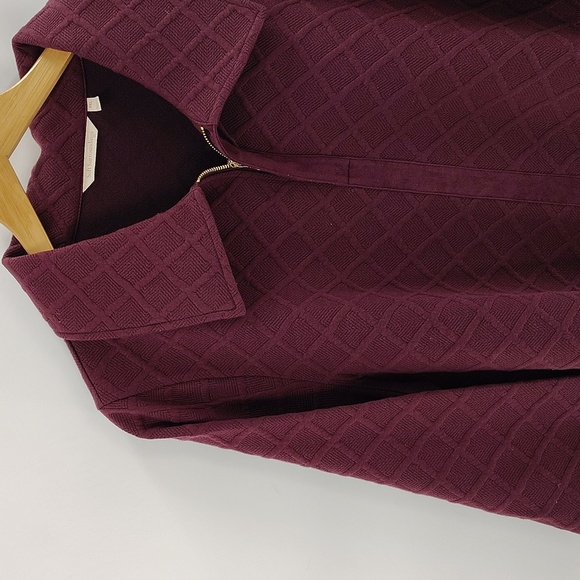 Soft Surroundings Zip Pullover Size PXL Gold Hardware Textured 3 Quarter Sleeve - Picture 2 of 9